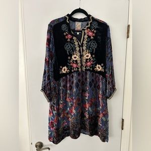 Johnny Was CLARA GWENETH BURNOUT TUNIC DRESS Top Embroidered Floral